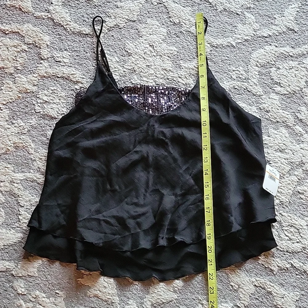 Free People Turn It On Cami Black Sequins Small New